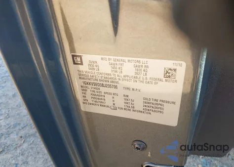 2011 GMC Acadia Slt-2 z USA, uszkodzony, nr VIN 1GKKVSED3BJ235706